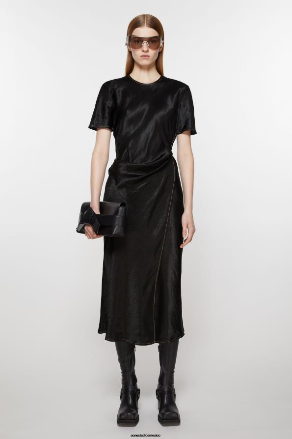 Acne Studios vestir negro 0T4HT264 vestido cruzado de satén