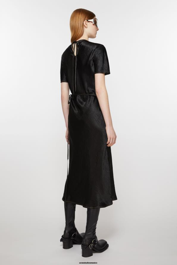 Acne Studios vestir negro 0T4HT264 vestido cruzado de satén
