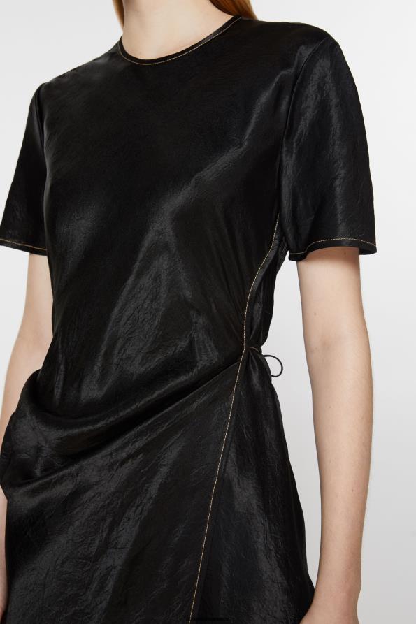 Acne Studios vestir negro 0T4HT264 vestido cruzado de satén
