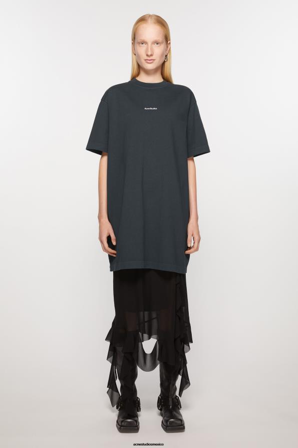 Acne Studios vestir negro 0T4HT267 vestido tipo camiseta con logo