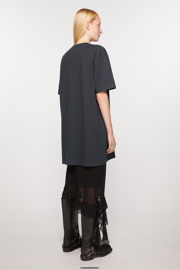 Acne Studios vestir negro 0T4HT267 vestido tipo camiseta con logo