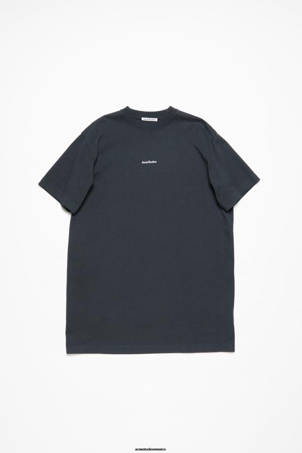 Acne Studios vestir negro 0T4HT267 vestido tipo camiseta con logo