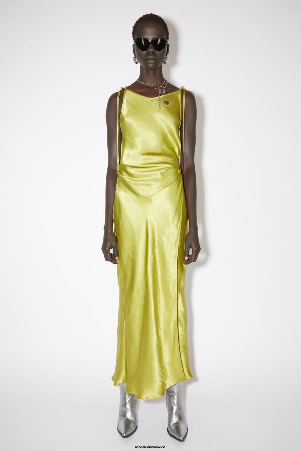 Acne Studios vestir oliva claro 0T4HT285 vestido de satén con corte al bies