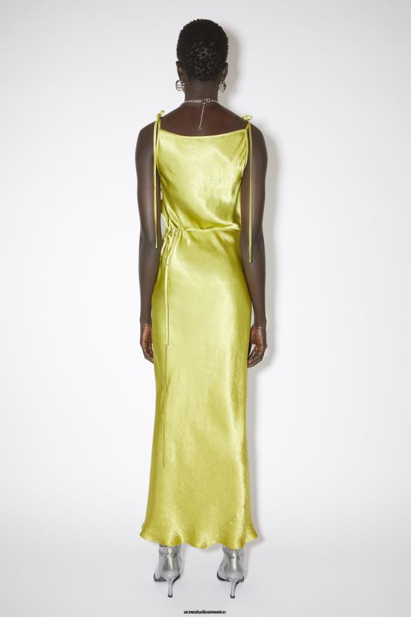 Acne Studios vestir oliva claro 0T4HT285 vestido de satén con corte al bies