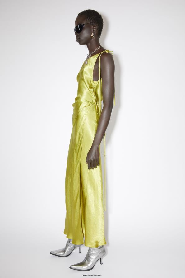 Acne Studios vestir oliva claro 0T4HT285 vestido de satén con corte al bies
