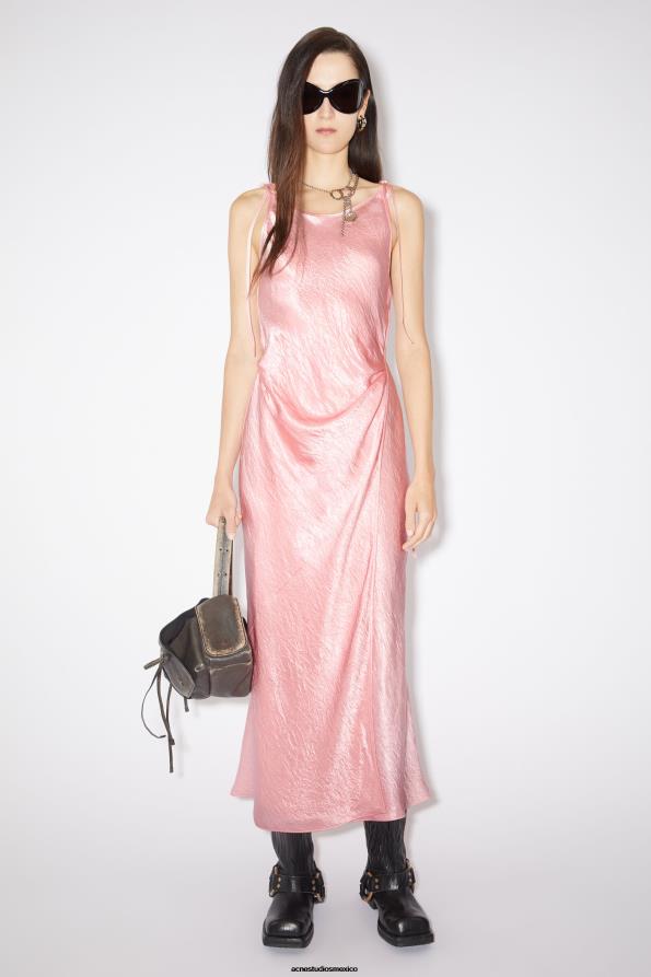 Acne Studios vestir rosa fresco 0T4HT280 vestido de satén con corte al bies