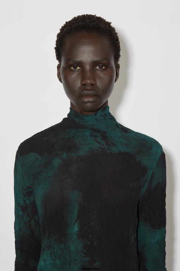 Acne Studios vestir verde 0T4HT270 desfile de vestido largo plisado