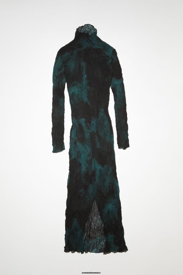 Acne Studios vestir verde 0T4HT270 desfile de vestido largo plisado