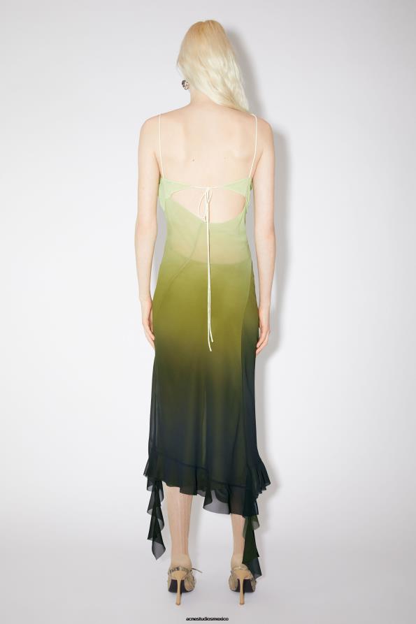 Acne Studios vestir verde 0T4HT273 vestido con tirantes y volantes