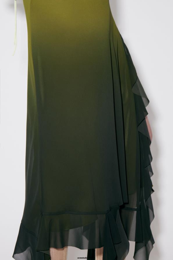 Acne Studios vestir verde 0T4HT273 vestido con tirantes y volantes