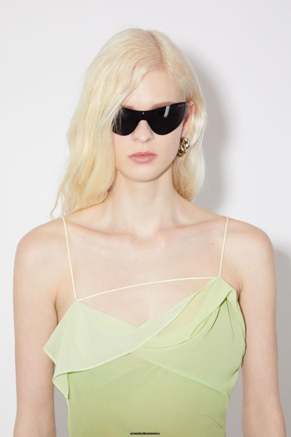Acne Studios vestir verde 0T4HT273 vestido con tirantes y volantes