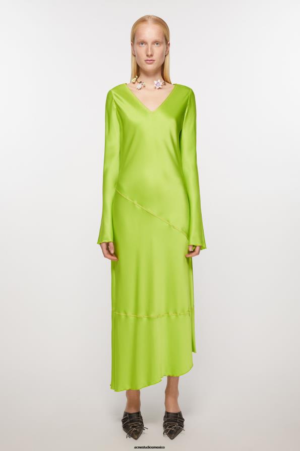 Acne Studios vestir verde brillante 0T4HT259 vestido largo de raso