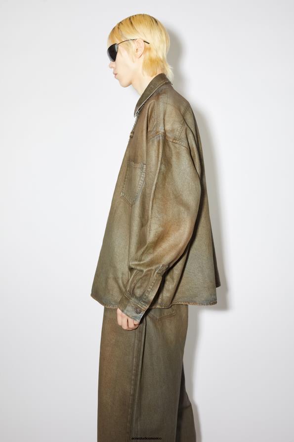 Acne Studios vestir azul/beige 0T4HT1010 camisa vaquera con botones