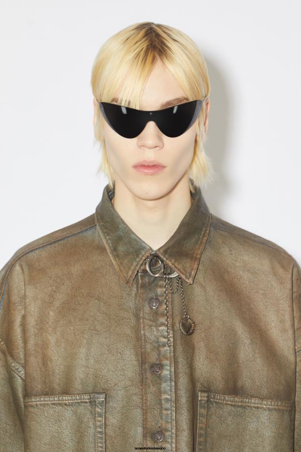 Acne Studios vestir azul/beige 0T4HT1010 camisa vaquera con botones