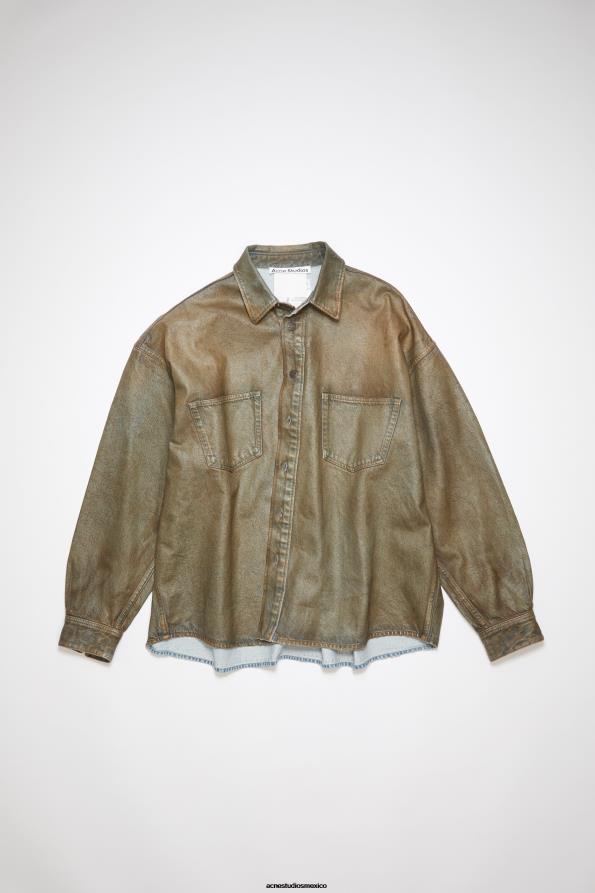 Acne Studios vestir azul/beige 0T4HT1010 camisa vaquera con botones