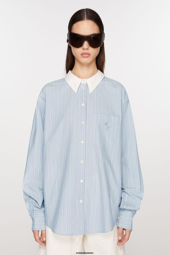 Acne Studios vestir azul blanco 0T4HT170 camisa a rayas