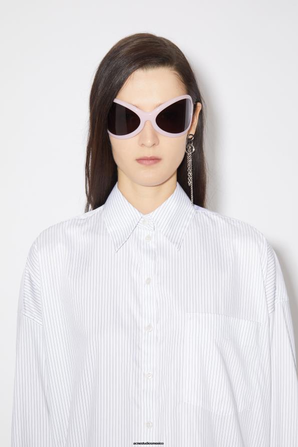 Acne Studios vestir blanco azul 0T4HT185 camisa a rayas con botones