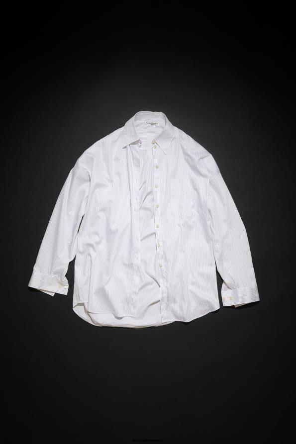 Acne Studios vestir blanco azul 0T4HT185 camisa a rayas con botones