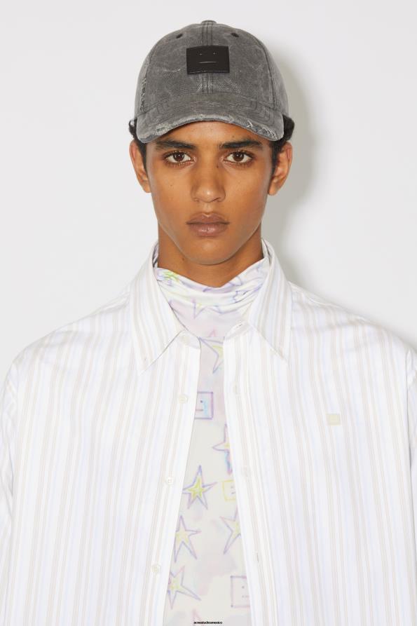 Acne Studios vestir blanco/marrón 0T4HT999 camisa a rayas con botones unisex