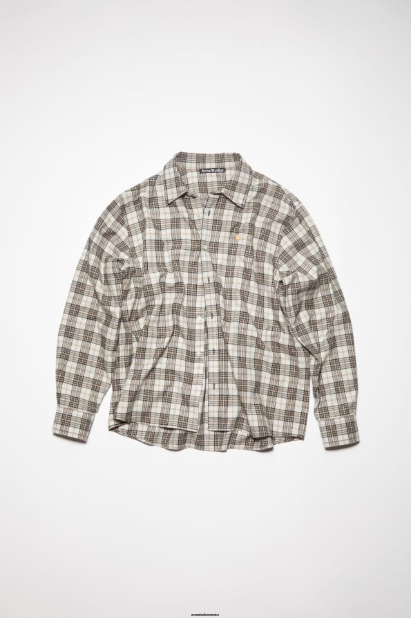 Acne Studios vestir blanco negro 0T4HT180 camisa de franela a cuadros con botones unisex