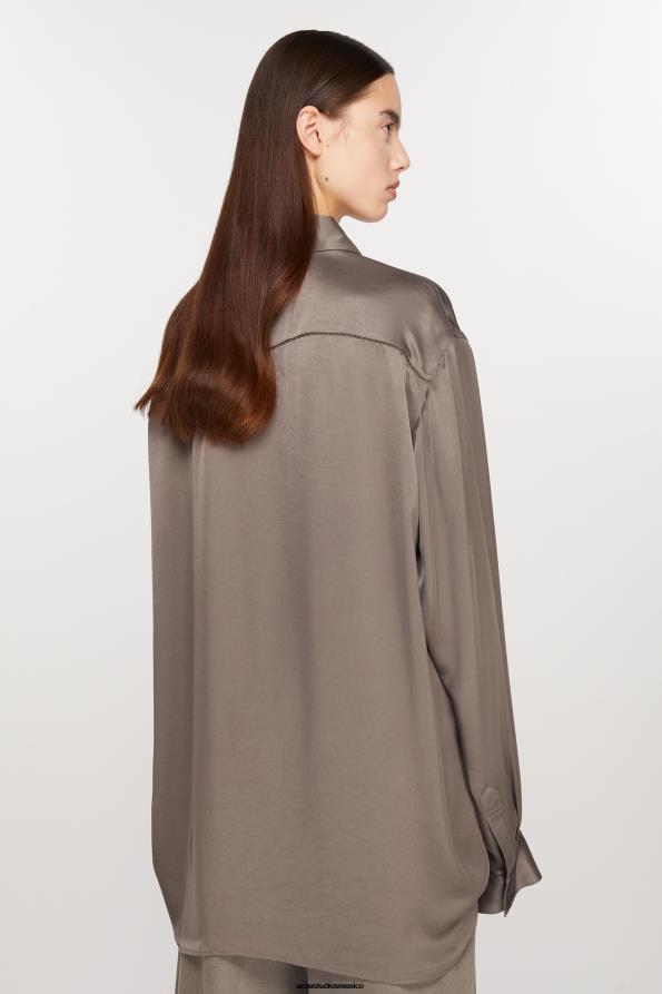 Acne Studios vestir cedro verde 0T4HT168 camisa con botones de satén