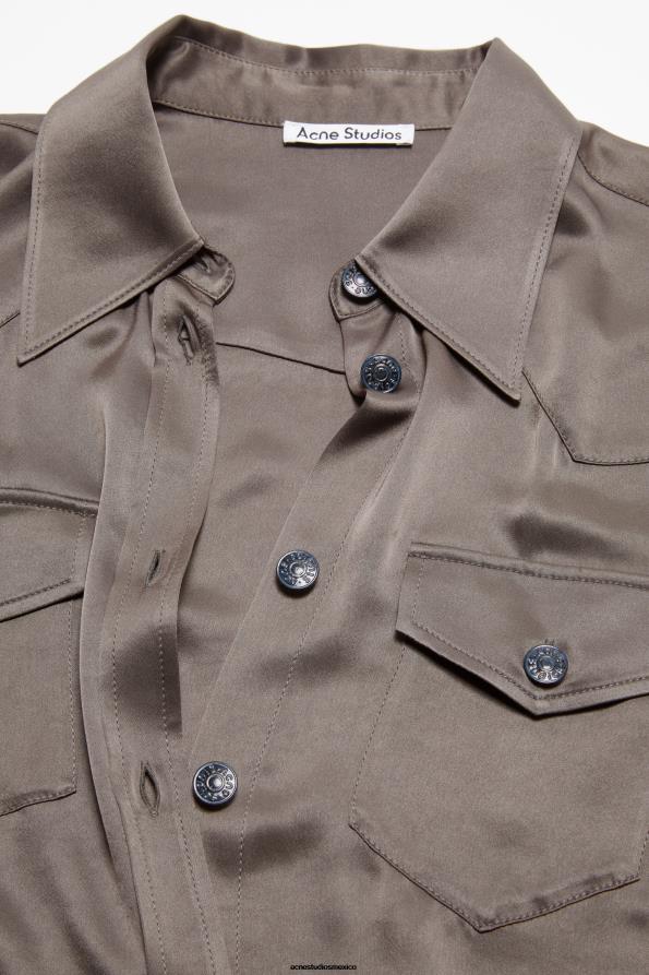 Acne Studios vestir cedro verde 0T4HT168 camisa con botones de satén