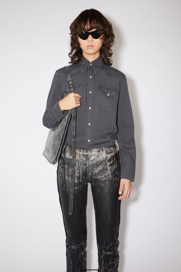 Acne Studios vestir gris oscuro 0T4HT183 camisa vaquera con botones