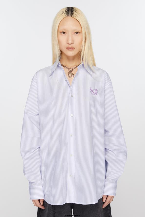 Acne Studios vestir lila/blanco 0T4HT376 abotonar la camisa