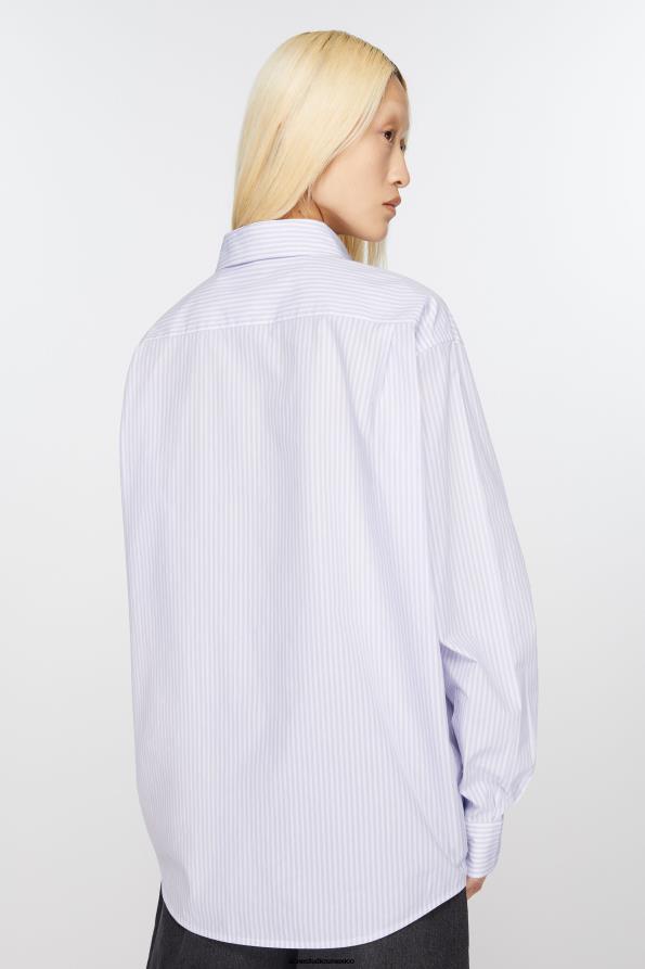 Acne Studios vestir lila/blanco 0T4HT376 abotonar la camisa