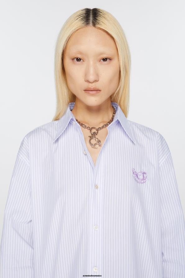 Acne Studios vestir lila/blanco 0T4HT376 abotonar la camisa
