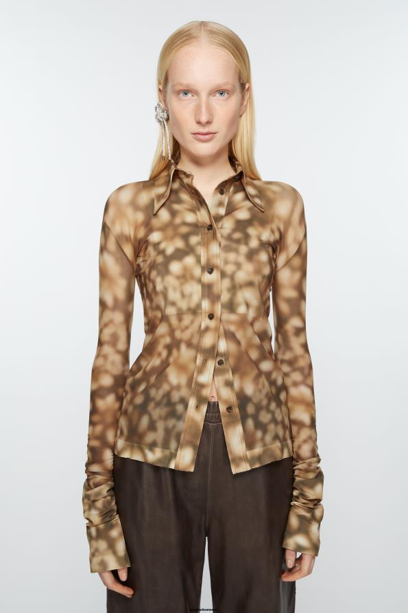 Acne Studios vestir marron oscuro 0T4HT169 camisa estampada