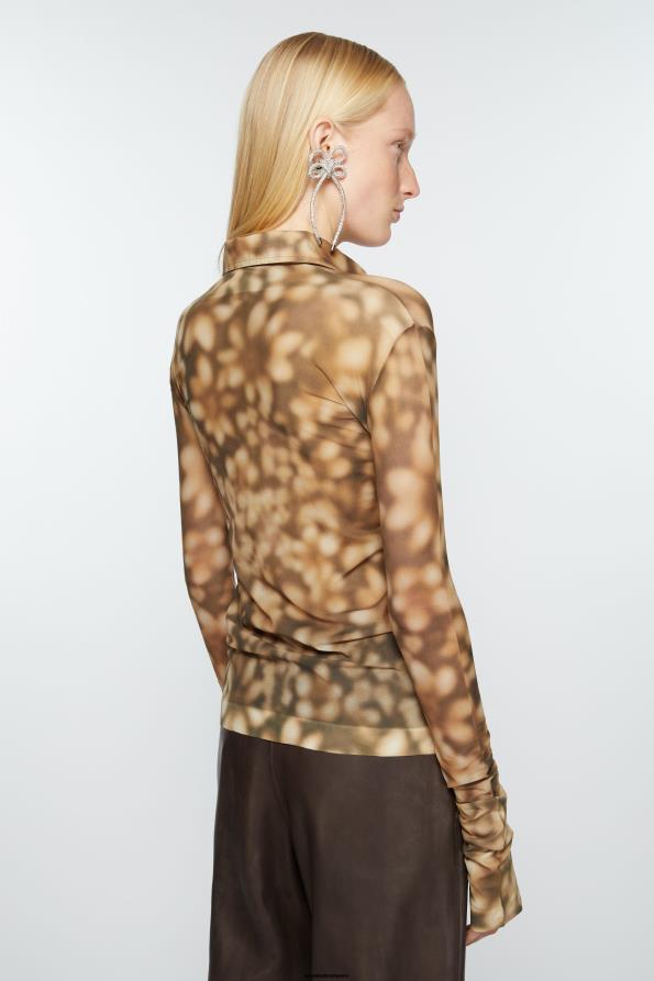 Acne Studios vestir marron oscuro 0T4HT169 camisa estampada