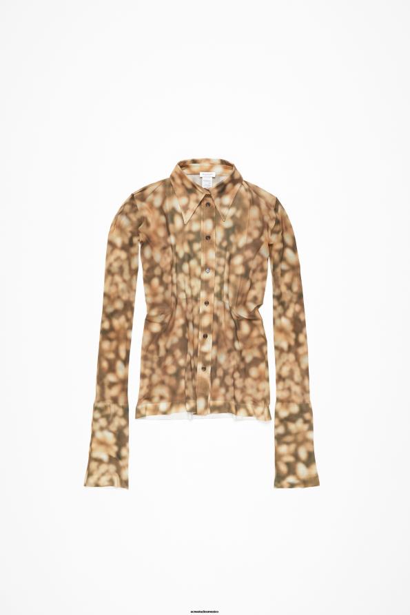 Acne Studios vestir marron oscuro 0T4HT169 camisa estampada
