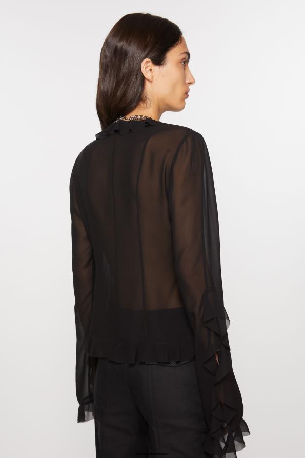 Acne Studios vestir negro 0T4HT175 blusa con volantes