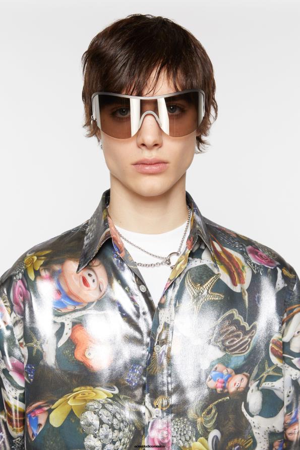 Acne Studios vestir negro multicolor 0T4HT994 camisa manga corta