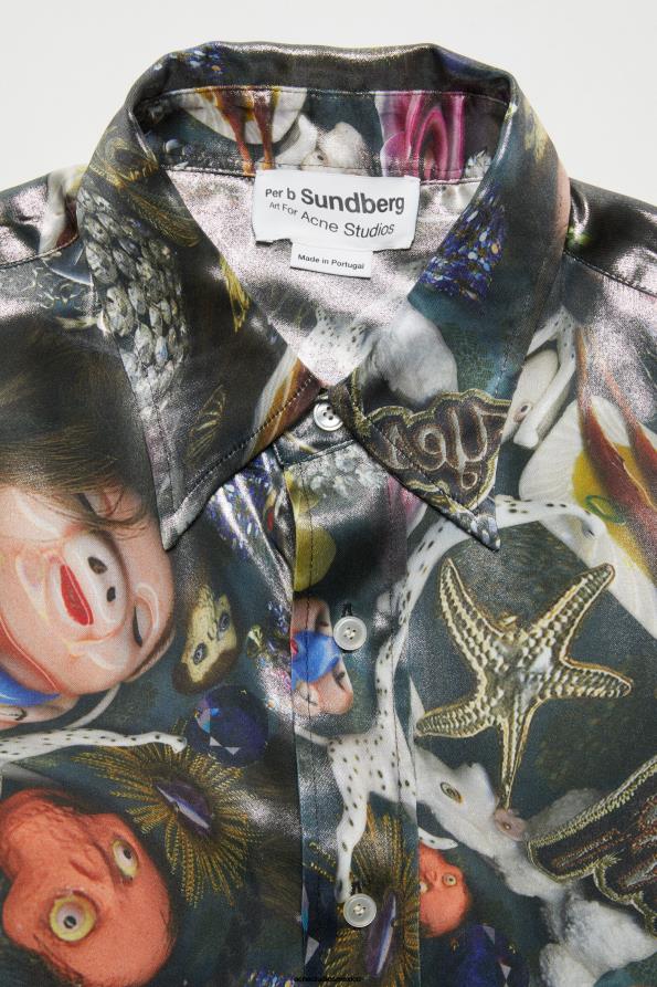 Acne Studios vestir negro multicolor 0T4HT994 camisa manga corta