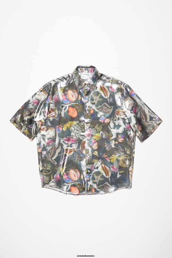 Acne Studios vestir negro multicolor 0T4HT994 camisa manga corta