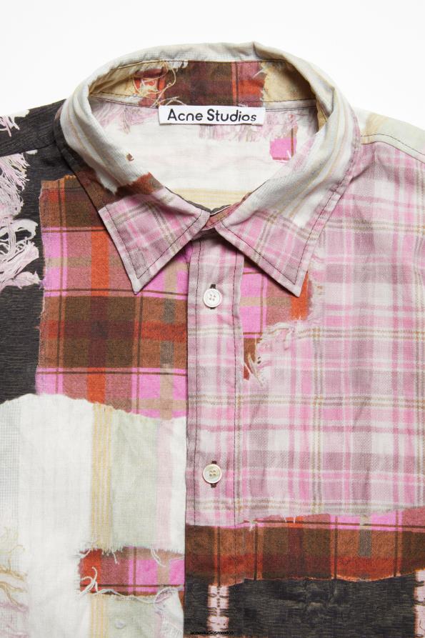 Acne Studios vestir rosa multicolor 0T4HT993 camisa estampada con botones