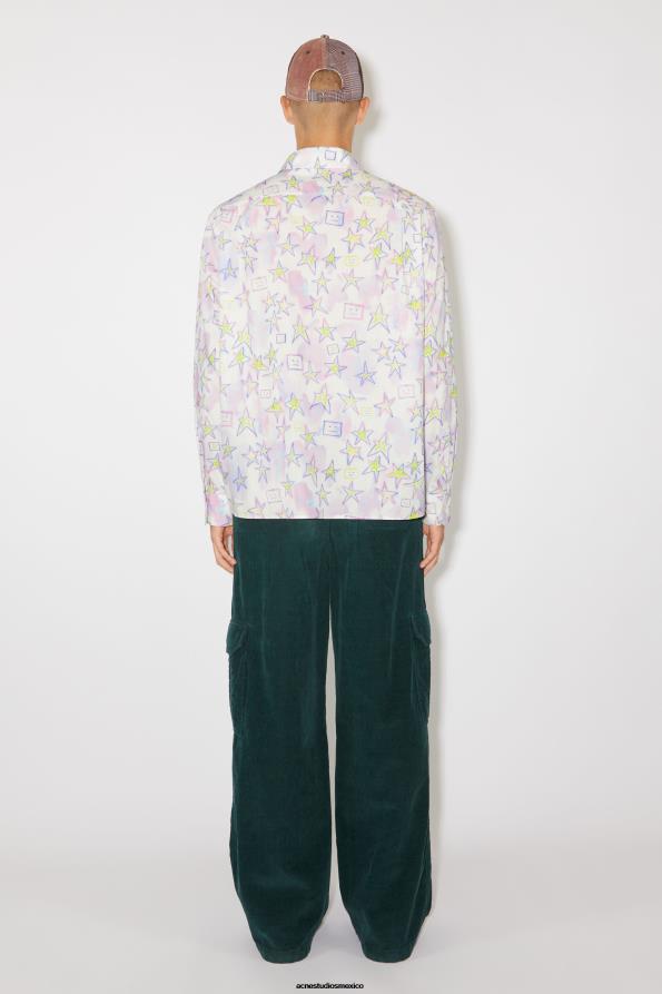 Acne Studios vestir rosa pálido/multicolor 0T4HT1003 camisa estampada con botones unisex