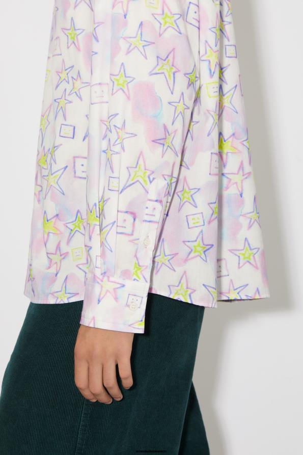 Acne Studios vestir rosa pálido/multicolor 0T4HT1003 camisa estampada con botones unisex