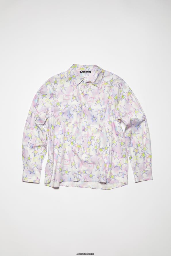Acne Studios vestir rosa pálido/multicolor 0T4HT1003 camisa estampada con botones unisex