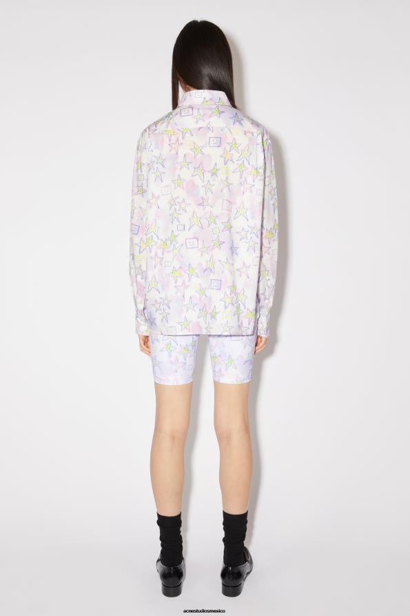 Acne Studios vestir rosa pálido/multicolor 0T4HT179 camisa estampada con botones unisex
