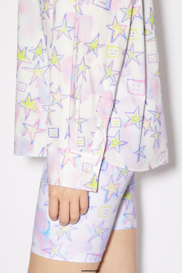 Acne Studios vestir rosa pálido/multicolor 0T4HT179 camisa estampada con botones unisex