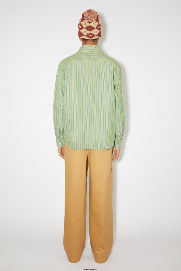 Acne Studios vestir verde brillante/verde oscuro 0T4HT1001 camisa con botones tipo estipe unisex