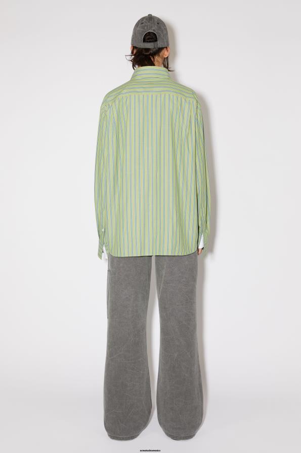 Acne Studios vestir verde brillante/verde oscuro 0T4HT178 camisa con botones tipo estipe unisex