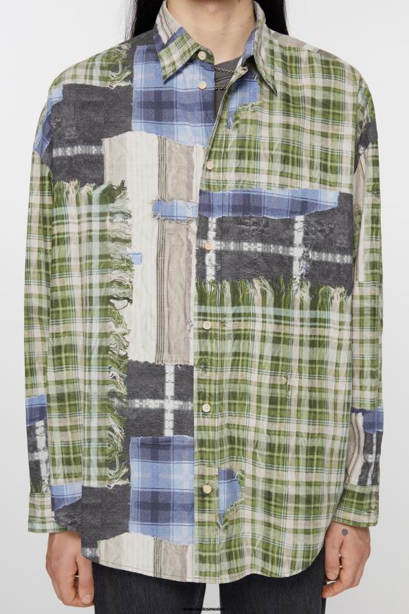 Acne Studios vestir verde múltiple 0T4HT985 camisa estampada con botones
