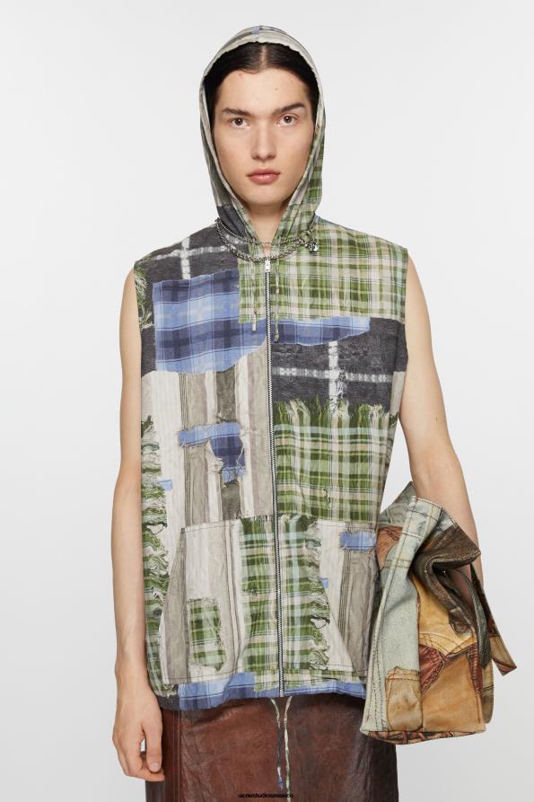 Acne Studios vestir verde múltiple 0T4HT988 chaqueta con capucha estampada