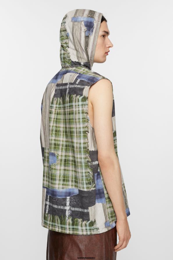 Acne Studios vestir verde múltiple 0T4HT988 chaqueta con capucha estampada