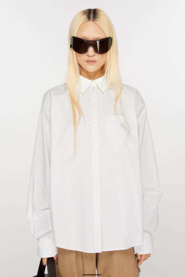 Acne Studios vestir verde oliva/blanco 0T4HT171 camisa a rayas