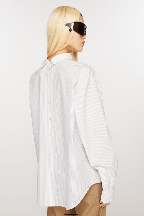 Acne Studios vestir verde oliva/blanco 0T4HT171 camisa a rayas